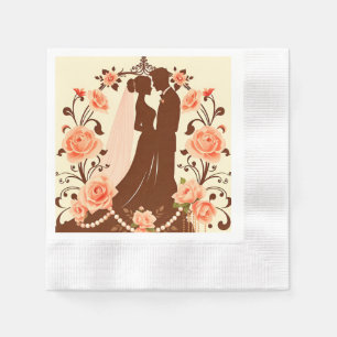 Serviette En Papier Silhouette romantique d'un couple