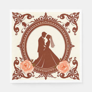 Serviette En Papier Silhouette romantique d'un couple