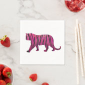 Serviette En Papier Silhouette rose chaud et tigre noir (En situation)