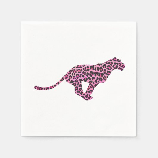 Serviette En Papier Silhouette rose et léopard noir (Devant)