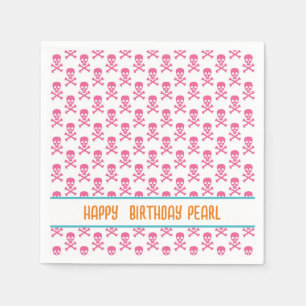 Serviette En Papier Silhouette rose Pirate moderne Joyeux NOM d'annive