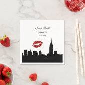 Serviette En Papier Silhouette Skyline NYC, ESB 1 BW (En situation)