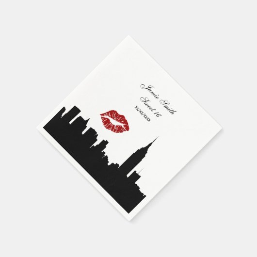 Serviette En Papier Silhouette Skyline NYC, ESB 1 BW (Coin)