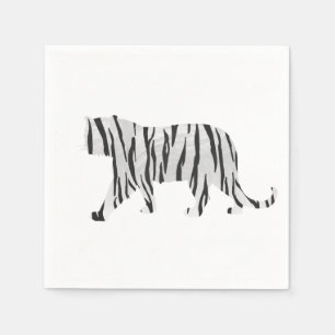 Serviette En Papier Silhouette Tiger noir et blanc