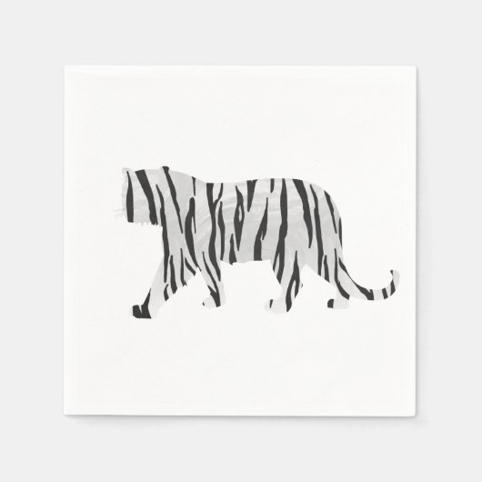 Serviette En Papier Silhouette Tiger noir et blanc (Devant)