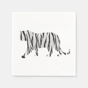 Serviette En Papier Silhouette Tiger noir et blanc