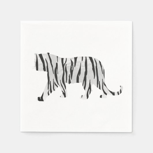 Serviette En Papier Silhouette Tiger noir et blanc (Devant)