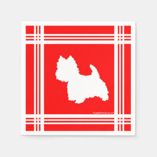 Serviette En Papier Silhouette Westie Rouge