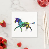 Serviette En Papier Silhouette Zebra noir et arc-en-ciel (En situation)