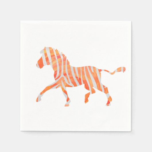 Serviette En Papier Silhouette Zèbre orange et blanc (Devant)