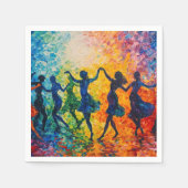 Serviette En Papier Silhouettes colorées dansant (Devant)