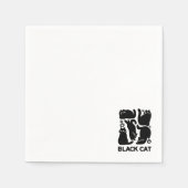 Serviette En Papier Silhouettes de chat noir - Design Feline mignon (Devant)