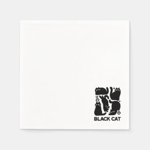 Serviette En Papier Silhouettes de chat noir - Design Feline mignon