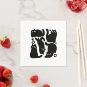 Serviette En Papier Silhouettes de chat noir - Design Feline mignon (En situation)
