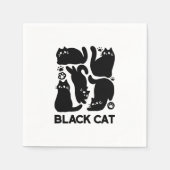 Serviette En Papier Silhouettes de chat noir - Design Feline mignon (Devant)