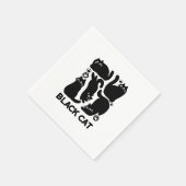 Serviette En Papier Silhouettes de chat noir - Design Feline mignon (Coin)