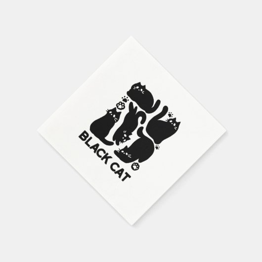 Serviette En Papier Silhouettes de chat noir - Design Feline mignon (Coin)