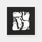 Serviette En Papier Silhouettes de chaton blanc - Design Feline mignon (Devant)