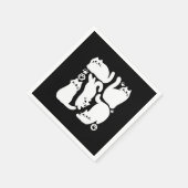 Serviette En Papier Silhouettes de chaton blanc - Design Feline mignon (Coin)