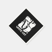 Serviette En Papier Silhouettes de chaton blanc - Design Feline mignon (Coin)