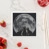 Serviette En Papier Silhouettes de lune d'Halloween et de chat noir (En situation)