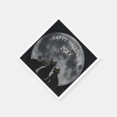 Serviette En Papier Silhouettes de lune d'Halloween et de chat noir (Coin)