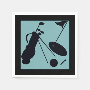 Serviette En Papier Silhouettes noires d'objets de golf sur arrière -