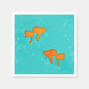 Serviette En Papier Silhouettes orange de poisson rouge dans une eau t