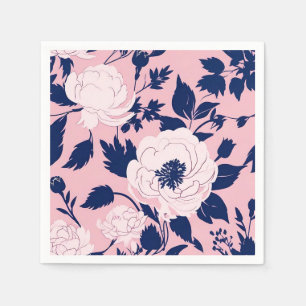 Serviette En Papier Silhouettes romantiques Fleurs rose