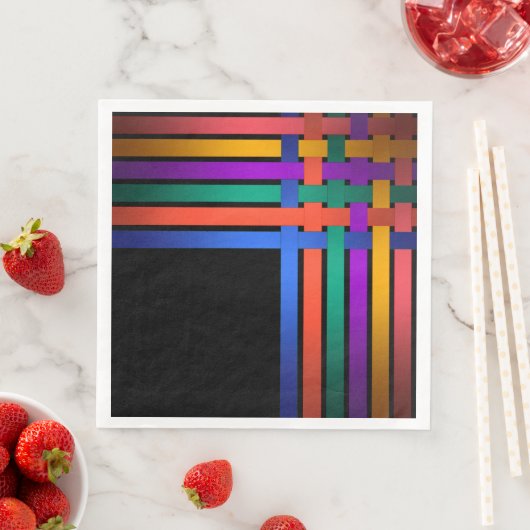 Serviette En Papier Silk ribbons lines black background pattern (En situation)
