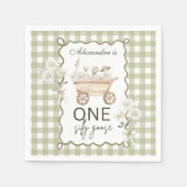 Serviette En Papier Silly Goose 1st Birthday Green Gingham (Devant)