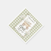 Serviette En Papier Silly Goose 1st Birthday Green Gingham (Coin)