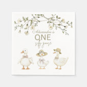 Serviette En Papier Silly Goose 1st Birthday Neutral Floral  (Devant)