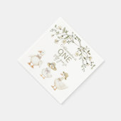 Serviette En Papier Silly Goose 1st Birthday Neutral Floral  (Coin)