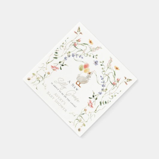 Serviette En Papier Silly Goose Fleur sauvage Baby shower floral (Coin)