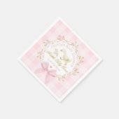 Serviette En Papier Silly Goose Pink Gingham Bow Baby Shower (Coin)
