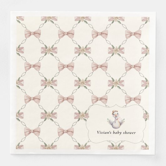 Serviette En Papier Silly Goose Preppy Bow Baby Shower (Devant)
