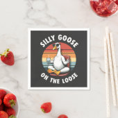 Serviette En Papier Silly Goose sur Loose Meditation Yoga Retro (En situation)