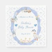 Serviette En Papier Silly Goose Whimsical Bow Baby Boy Shower (Devant)