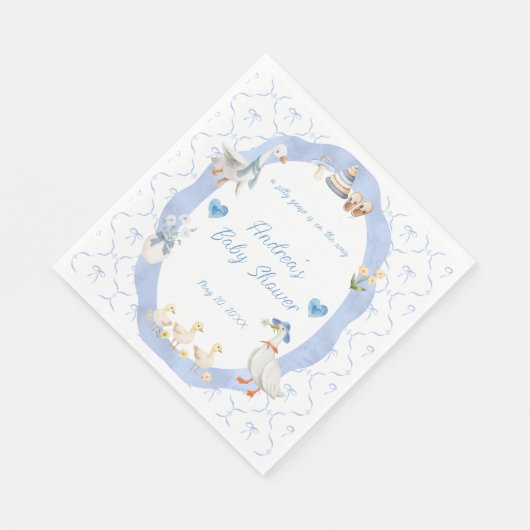 Serviette En Papier Silly Goose Whimsical Bow Baby Boy Shower (Coin)