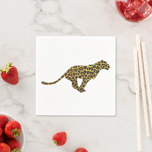 Serviette En Papier Siloette léopard Brown et jaune (En situation)