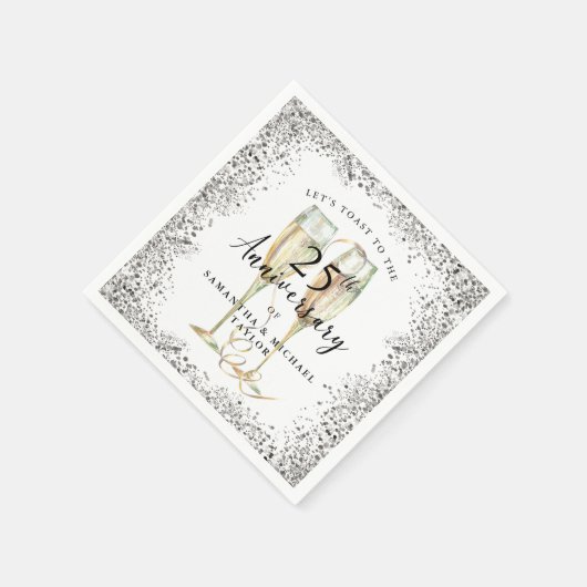 Serviette En Papier Silver 25th Wedding Anniversary (Coin)