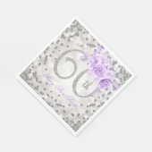 Serviette En Papier Silver 60e anniversaire flamme florale éclat viole (Coin)