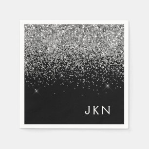 Serviette En Papier Silver Black Girl Parties scintillant étincelante 