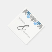 Serviette En Papier Silver Blue Snowflakes Mariage d'hiver (Coin)