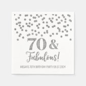 Serviette En Papier Silver Confetti 70 & Fabuleux (Devant)
