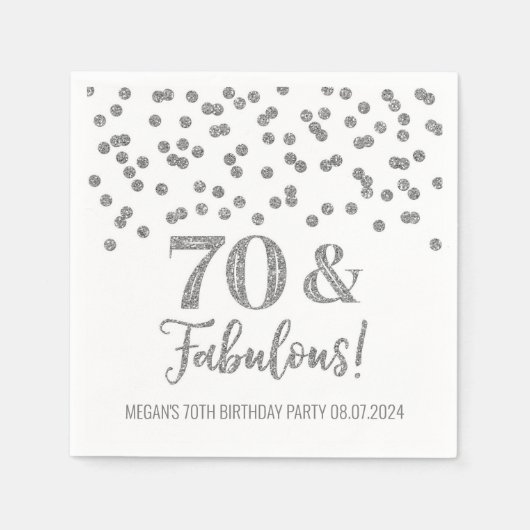 Serviette En Papier Silver Confetti 70 & Fabuleux (Devant)