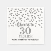 Serviette En Papier Silver Confetti encourage à 30 ans anniversaire (Devant)