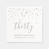 Serviette En Papier Silver Confetti Personnalisé 30ème anniversaire (Devant)