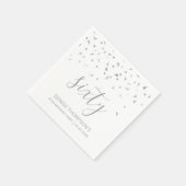 Serviette En Papier Silver Confetti Personnalisé 60ème anniversaire (Coin)